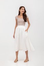 MELANIE ELASTIC WAISTBAND FLARE MAXI SKIRT
