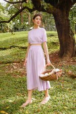 MELANIE ELASTIC WAISTBAND FLARE MAXI SKIRT