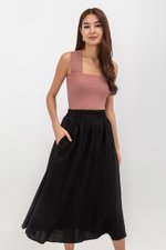 MELANIE ELASTIC WAISTBAND FLARE MAXI SKIRT