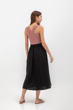 MELANIE ELASTIC WAISTBAND FLARE MAXI SKIRT