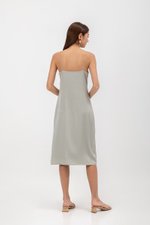 GRACELYN SATIN BUTTONDOWN MIDI SLIP DRESS
