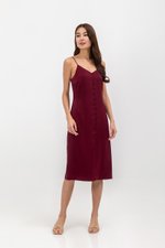GRACELYN SATIN BUTTONDOWN MIDI SLIP DRESS