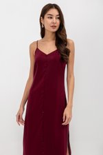 GRACELYN SATIN BUTTONDOWN MIDI SLIP DRESS