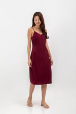 GRACELYN SATIN BUTTONDOWN MIDI SLIP DRESS