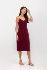 GRACELYN SATIN BUTTONDOWN MIDI SLIP DRESS