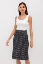 GISELLE TWEED PENCIL MIDI SKIRT