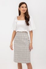 GISELLE TWEED PENCIL MIDI SKIRT