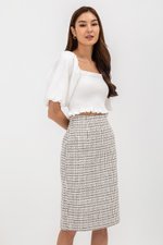 GISELLE TWEED PENCIL MIDI SKIRT