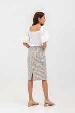 GISELLE TWEED PENCIL MIDI SKIRT