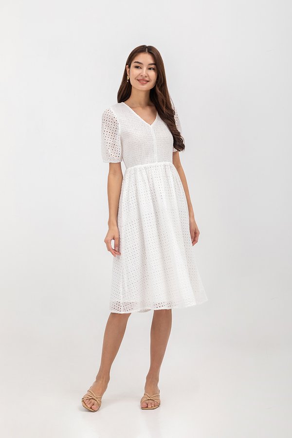 JAZMIN EYELET MIDI DRESS