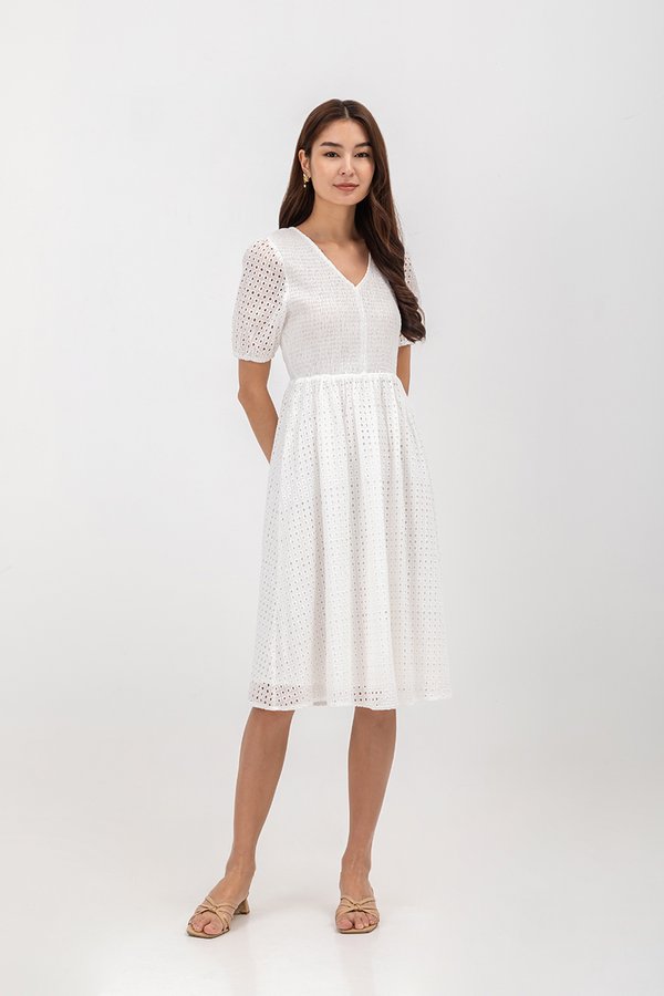 JAZMIN EYELET MIDI DRESS