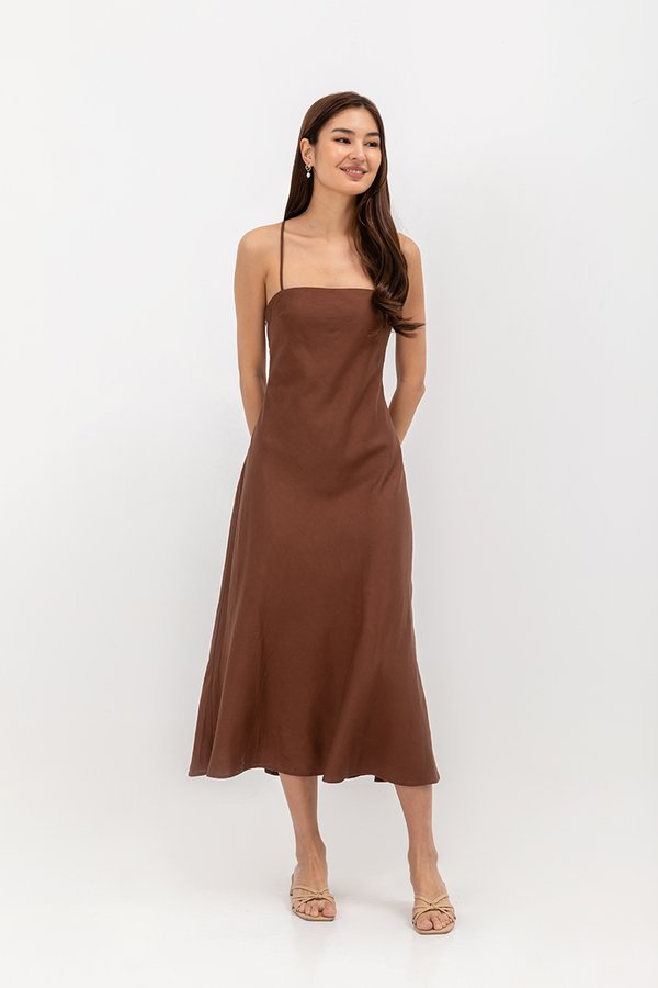 DEVON BIAS CUT MULTIWAY LINEN MAXI DRESS