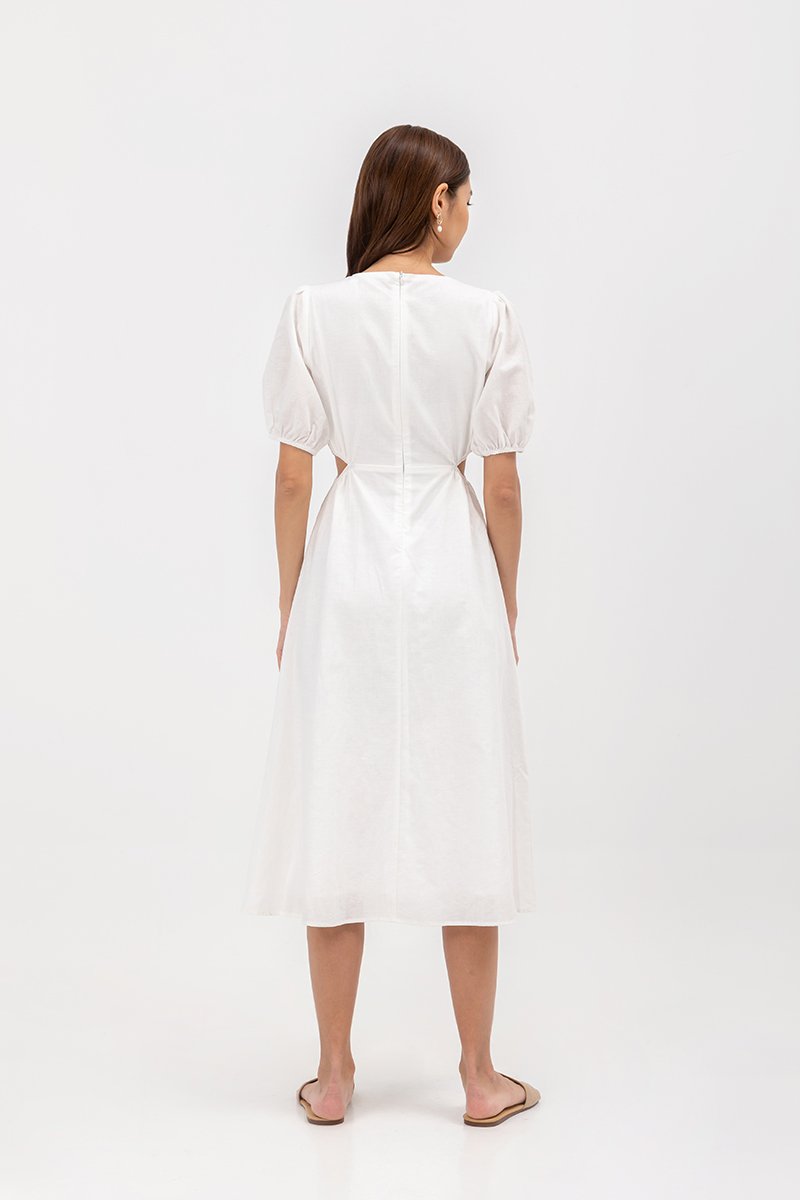 JOY WAIST CUT OUT LINEN MAXI DRESS