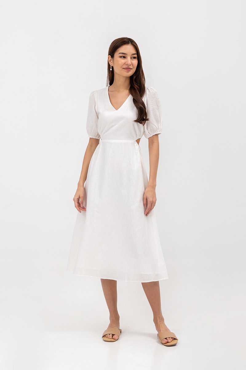 JOY WAIST CUT OUT LINEN MAXI DRESS
