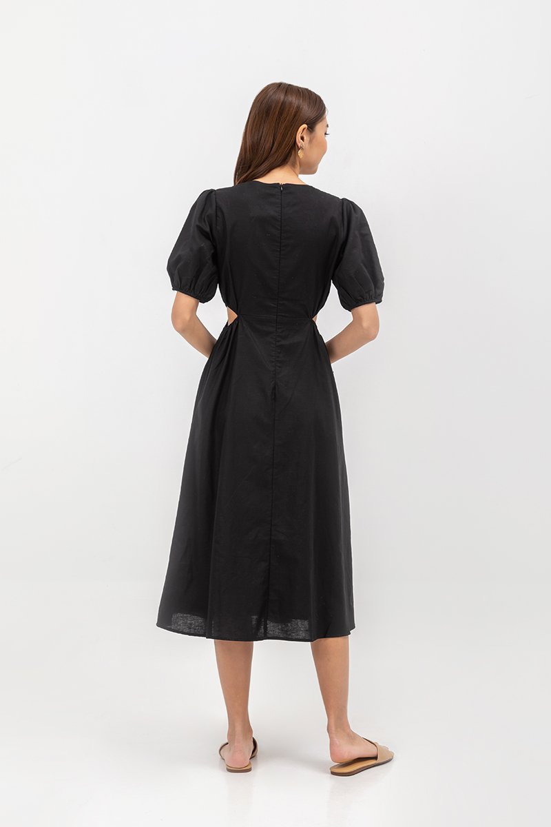 JOY WAIST CUT OUT LINEN MAXI DRESS