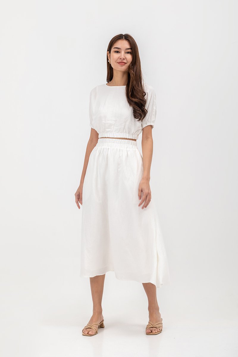 ALMA ELASTIC WAISTBAND LINEN CROP TOP