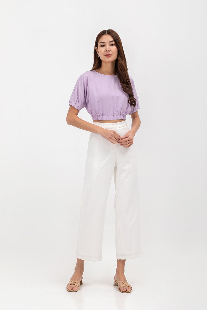 ALMA ELASTIC WAISTBAND LINEN CROP TOP
