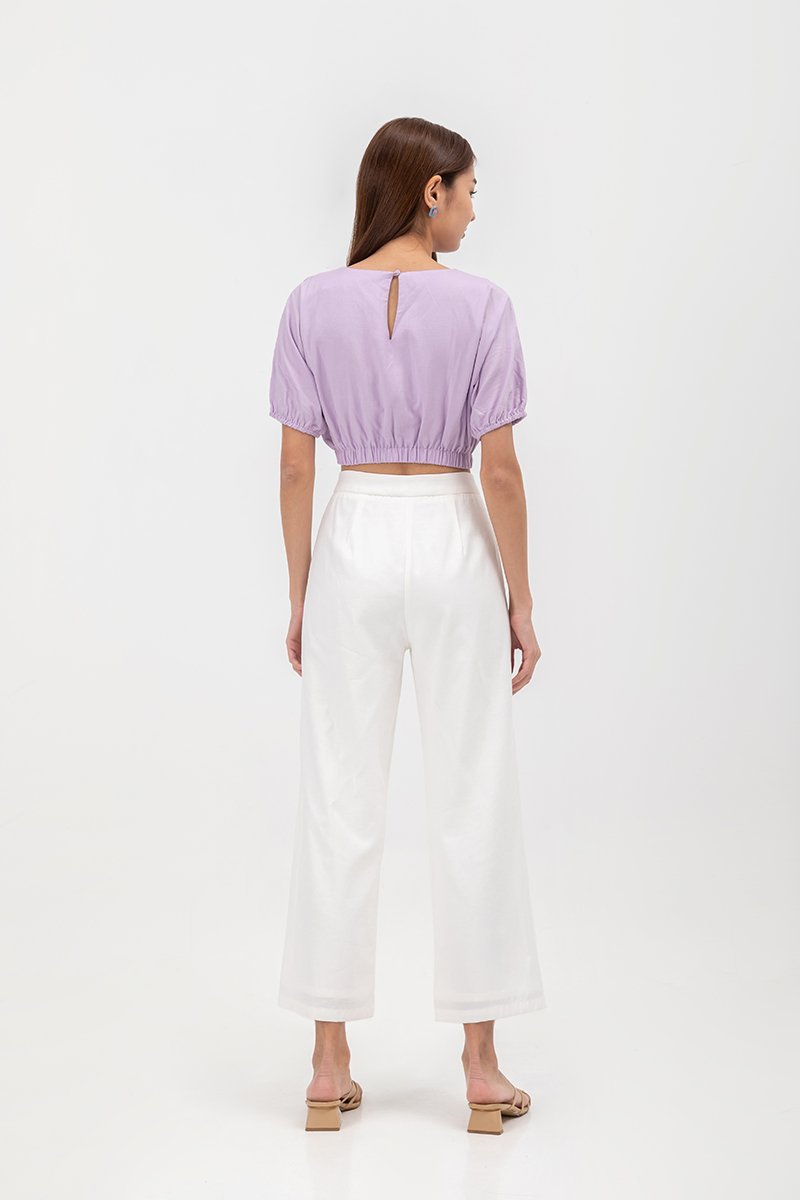 ALMA ELASTIC WAISTBAND LINEN CROP TOP