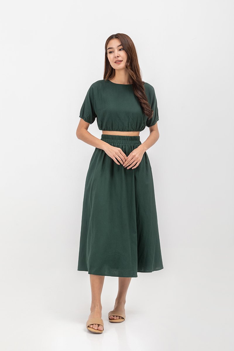 ALMA ELASTIC WAISTBAND LINEN CROP TOP