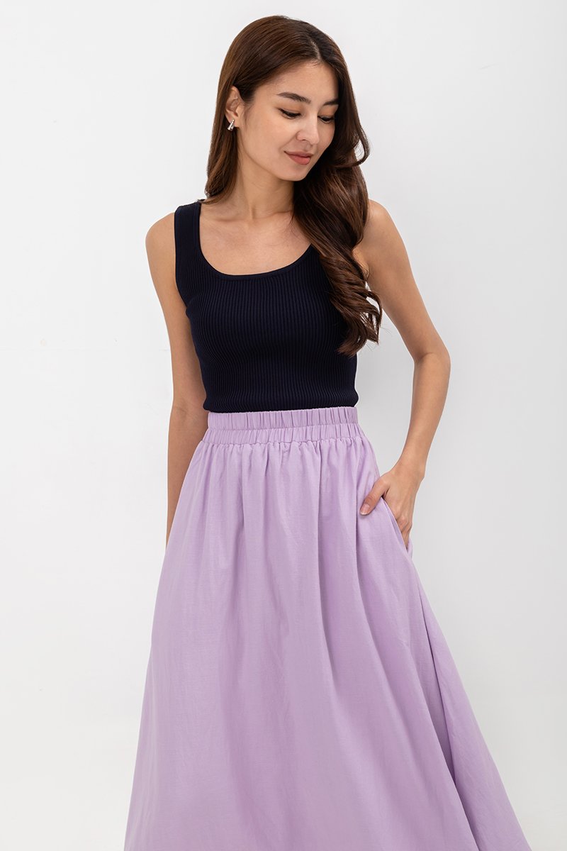 MELANIE ELASTIC WAISTBAND FLARE MAXI SKIRT