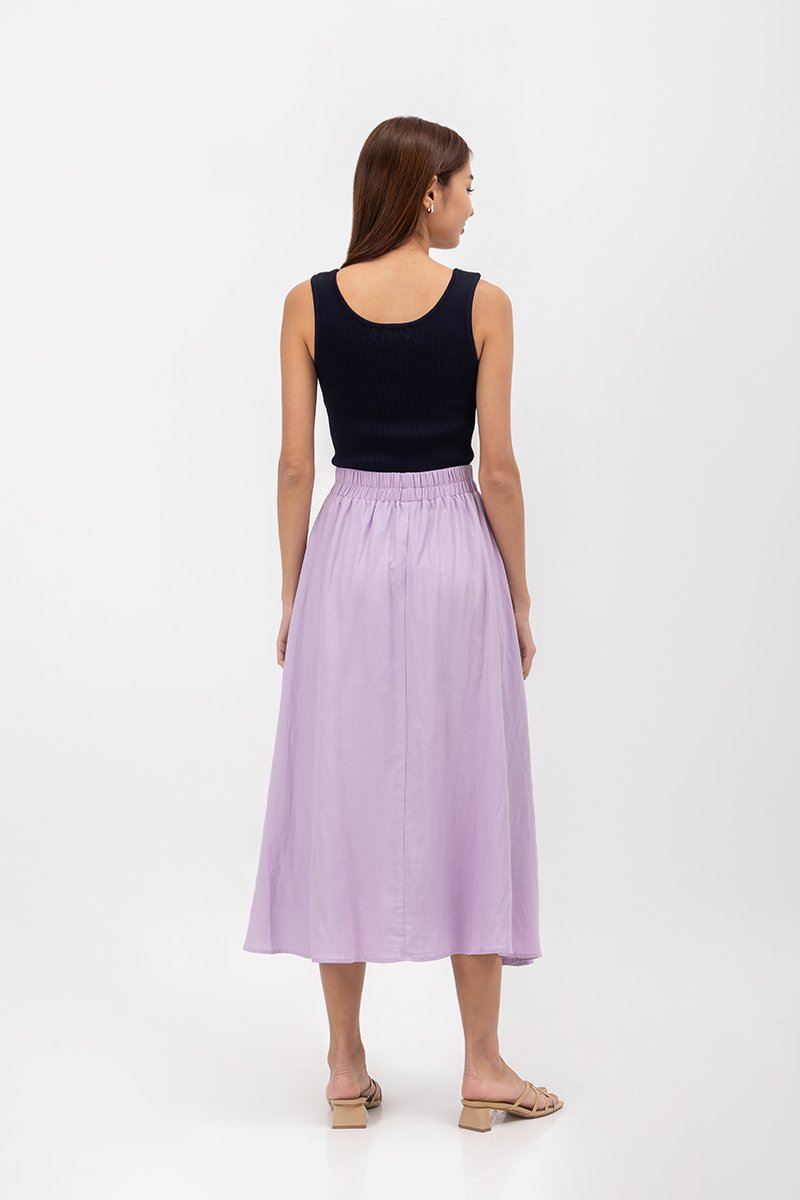 MELANIE ELASTIC WAISTBAND FLARE MAXI SKIRT