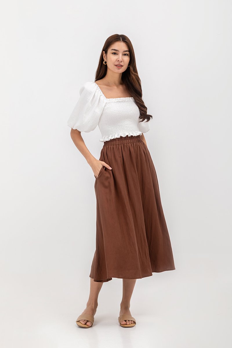 MELANIE ELASTIC WAISTBAND FLARE MAXI SKIRT