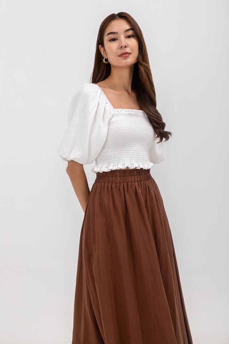 MELANIE ELASTIC WAISTBAND FLARE MAXI SKIRT