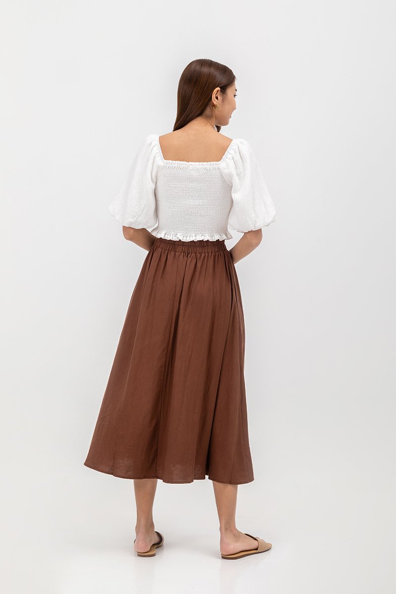 MELANIE ELASTIC WAISTBAND FLARE MAXI SKIRT