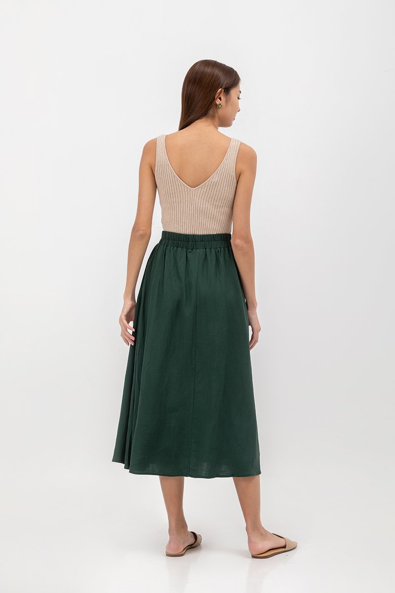 MELANIE ELASTIC WAISTBAND FLARE MAXI SKIRT