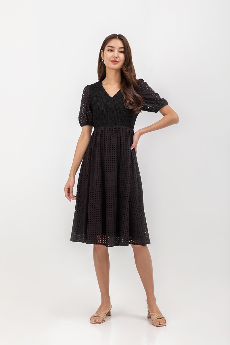 JAZMIN EYELET MIDI DRESS