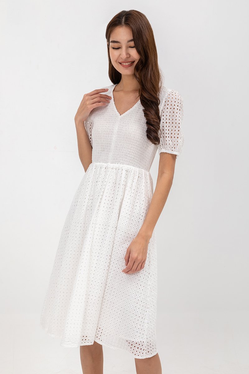 JAZMIN EYELET MIDI DRESS