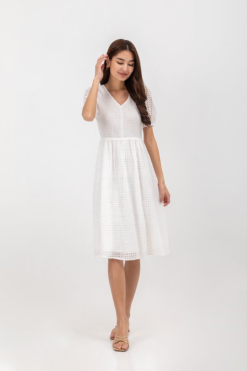 JAZMIN EYELET MIDI DRESS