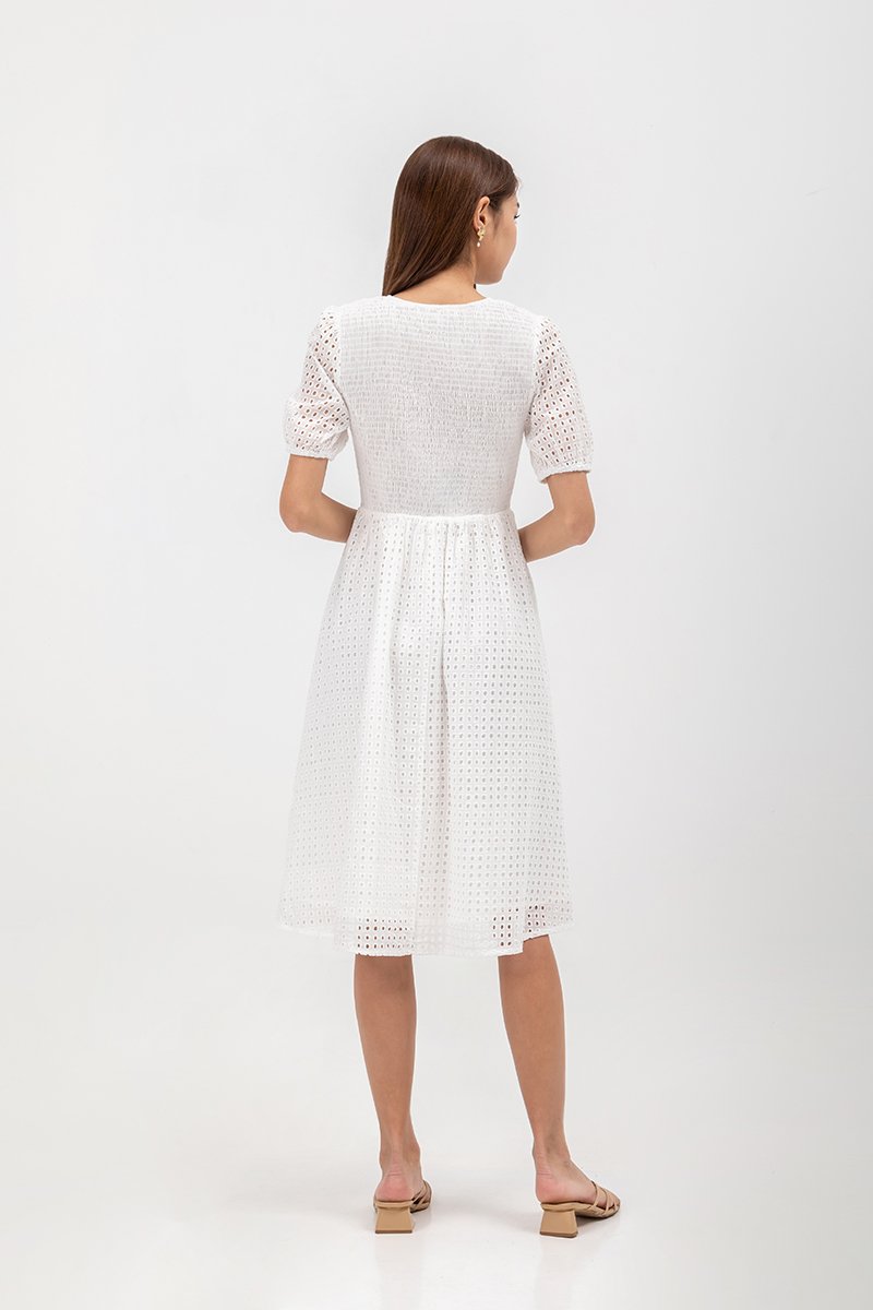 JAZMIN EYELET MIDI DRESS