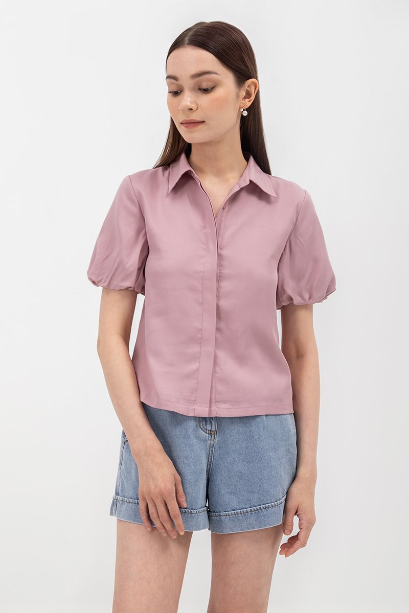 HEIDI PUFF SLEEVE TENCEL SHIRT