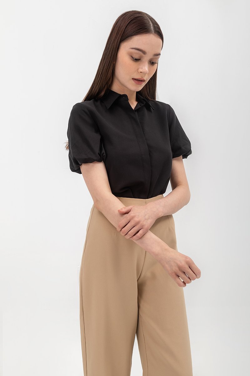 HEIDI PUFF SLEEVE TENCEL SHIRT
