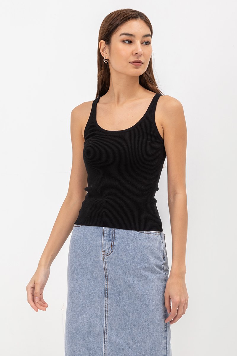 PATRICIA REVERSIBLE CUT IN KNIT TOP