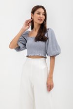 INARA MUSLIN SMOCKED PUFF SLEEVE CROP TOP INARA MUSLIN SMOCKED PUFF SLEEVE CROP TOP