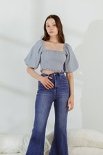 INARA MUSLIN SMOCKED PUFF SLEEVE CROP TOP INARA MUSLIN SMOCKED PUFF SLEEVE CROP TOP