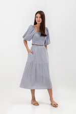 INARA MUSLIN SMOCKED PUFF SLEEVE CROP TOP INARA MUSLIN SMOCKED PUFF SLEEVE CROP TOP