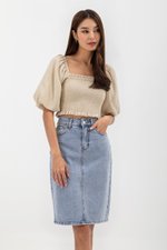 INARA MUSLIN SMOCKED PUFF SLEEVE CROP TOP INARA MUSLIN SMOCKED PUFF SLEEVE CROP TOP