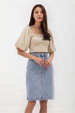 INARA MUSLIN SMOCKED PUFF SLEEVE CROP TOP INARA MUSLIN SMOCKED PUFF SLEEVE CROP TOP