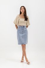 INARA MUSLIN SMOCKED PUFF SLEEVE CROP TOP INARA MUSLIN SMOCKED PUFF SLEEVE CROP TOP