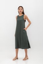 EVE BACK V TENCEL MIDI DRESS