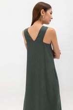 EVE BACK V TENCEL MIDI DRESS