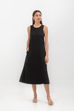 EVE BACK V TENCEL MIDI DRESS