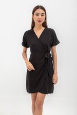 ELAINE BATWING WRAP MINI DRESS