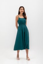 ALISON SMOCKED WAIST CAMISOLE MIDI DRESS