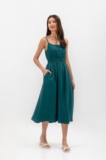 ALISON SMOCKED WAIST CAMISOLE MIDI DRESS