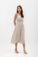 ALISON SMOCKED WAIST CAMISOLE MIDI DRESS