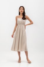 ALISON SMOCKED WAIST CAMISOLE MIDI DRESS